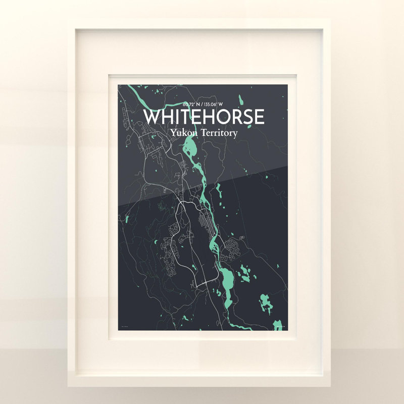 «Whitehorse City Map», impression, Vert/gris, H 24 po x l 18 po