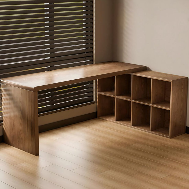 Le bureau en bois massif et la bibliothèque en treillis sont combinés en un seul, H 29,53 po x l 62,99 po x P 55,12 po