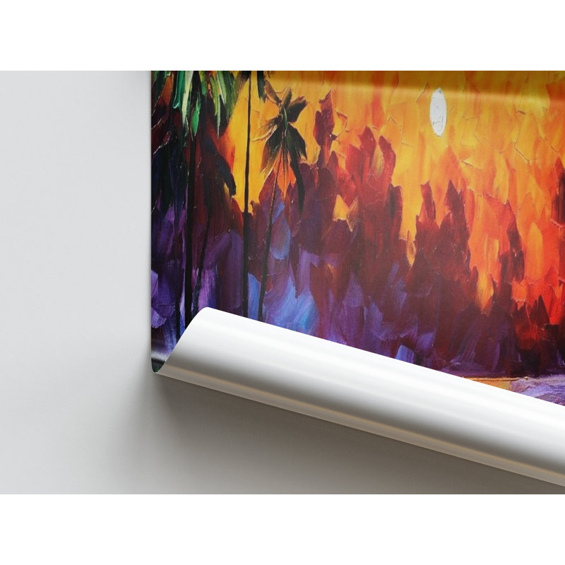 «Vibrant Summer Beach Scene», affiche sur toile pour la maison, H 43 po x l 63 po, Toile tendue