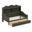 Lit de jour simple avec tiroirs de rangement et tête de lit bibliothèque, structure de lit de jour en bois avec tablettes, canapé-lit rétro-1900414649
