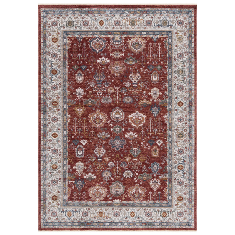 Red and Ivory Blue Hand-Knotted Oriental Rug, 8' x 10'