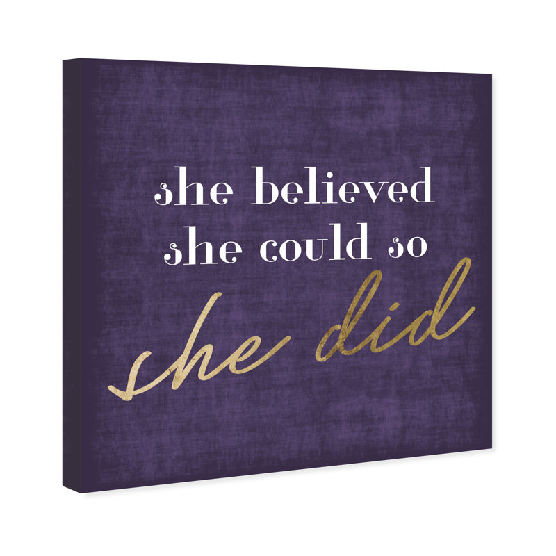 She She She She Did Purple par Oliver Gal - reproduction d'art textuel sur toile, H 40 po x l 40 po x P 1,5 po