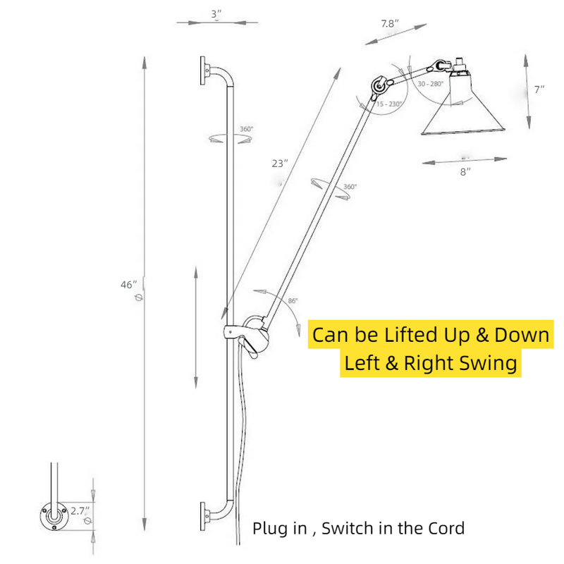 Cobers Plug-in Swing Arm Sconce