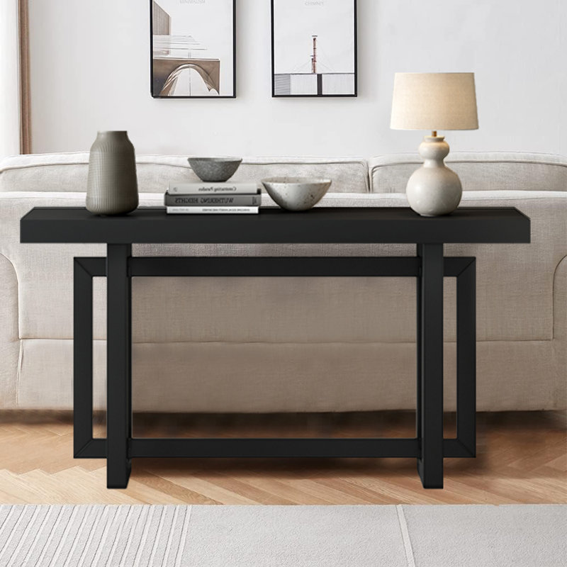 Thedrick 59" Extra Long Entryway Table Console Table,Entryway table,Hoyer table with wood frame, Black