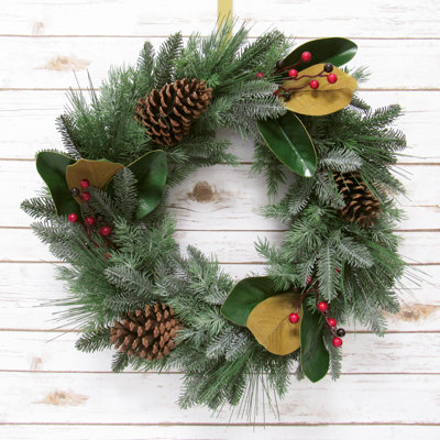 Holiday 24" Mixed Magnolia Pine Wreath