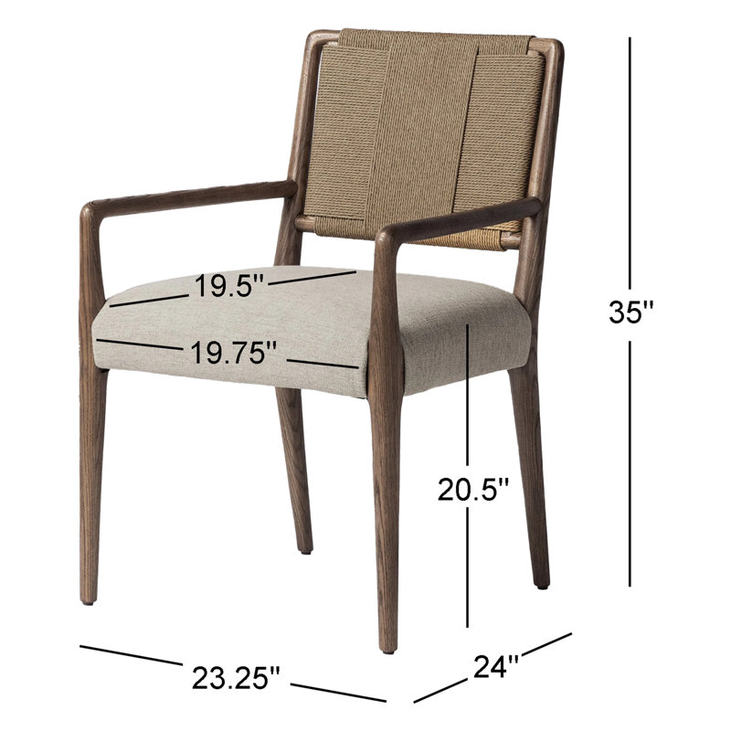 Rothler Dining Armchair-Alcala Wheat, Tan Ash, Alcala Wheat