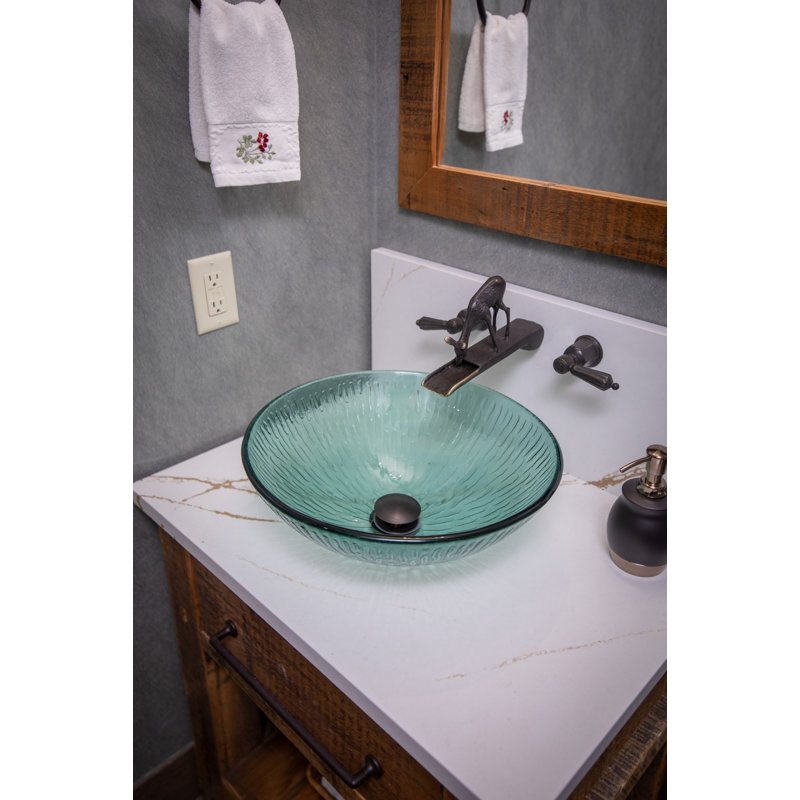 Lavabo de salle de bain vasque circulaire en verre trempé vert