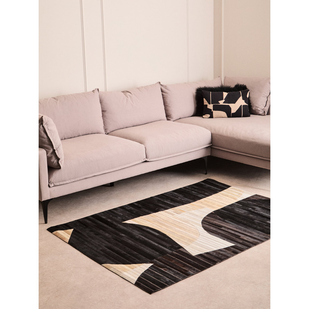 Abstract Leather Hand Tufted 170cm X 120cm Area Rug