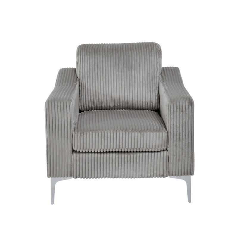 Fauteuil club en velours côtelé, Gris