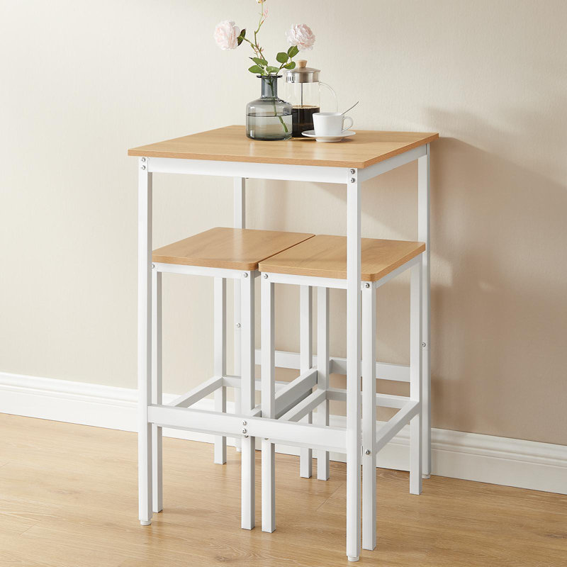 Bar Table And Chairs Set, Golden Oak/Cloud White
