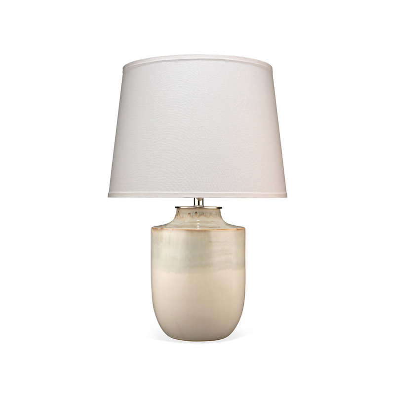 Cream Ceramic Table Lamp with White Linen Shade