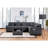 Trey 115"W Gray Chenille Sectional Sofa with Adjustable Backrest, Charging Ports, Pockets, Tufting, Storage Ottoman, Throw Pillows
