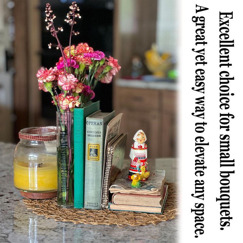 Clear Book Flowers Vase - Cute Bookshelf Decor; Unique Vase For Book Lovers
