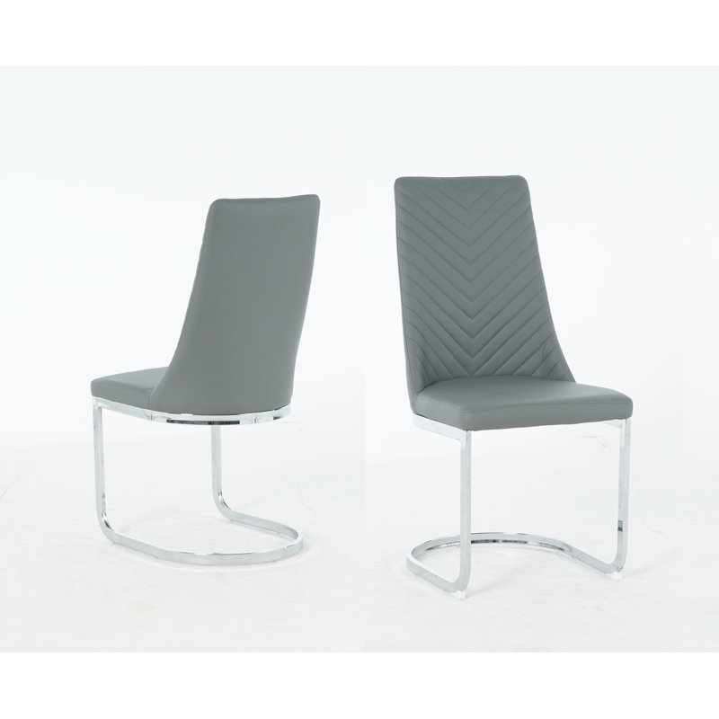 Upholstered Cantilever Chair in White, Dark Grey