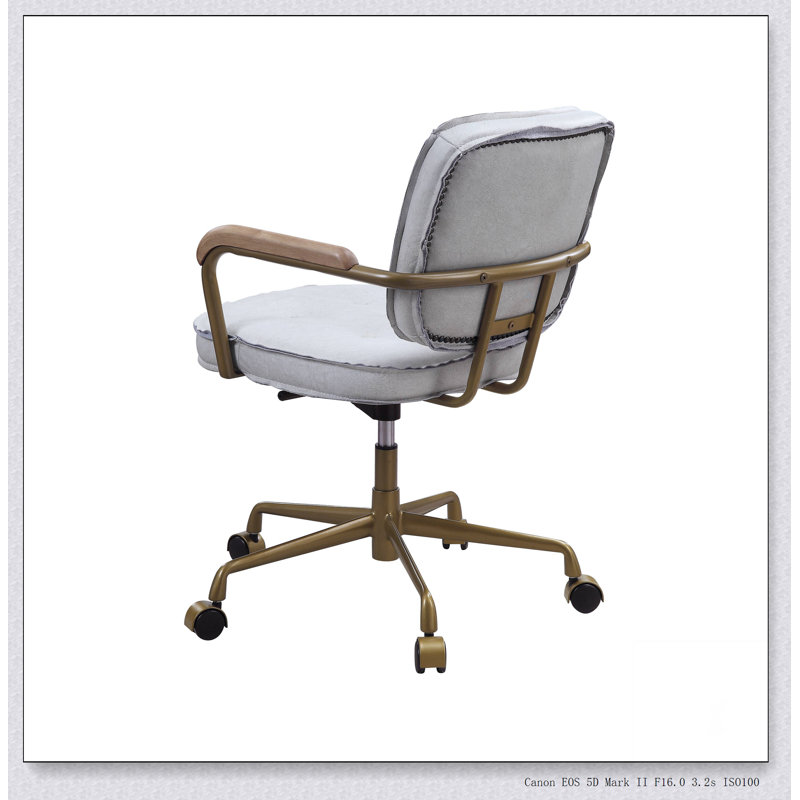 Chaise de bureau Siecross, Gris blanc antique, Brun