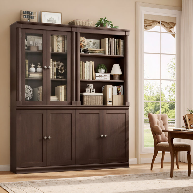 Wooden Bookcase Set, White Or Brown, Brown