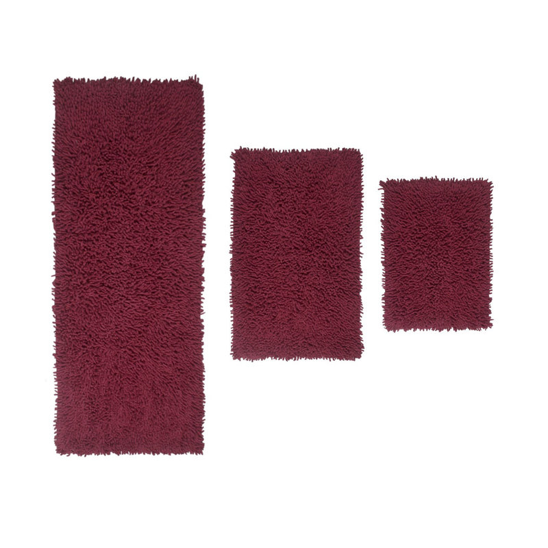 Tapis 100% coton lavable à la machine Fantasia (ensemble de 3), Rouge
