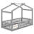 Twin Size Wooden House Bed With Fence, Wood Bed Frame With Roof And Safety Guardrail For Kids, Teens, Boys Or Girls-1062483932