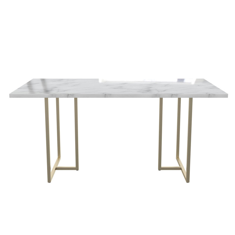 Capavella Metal Base Dining Table, White, Gold