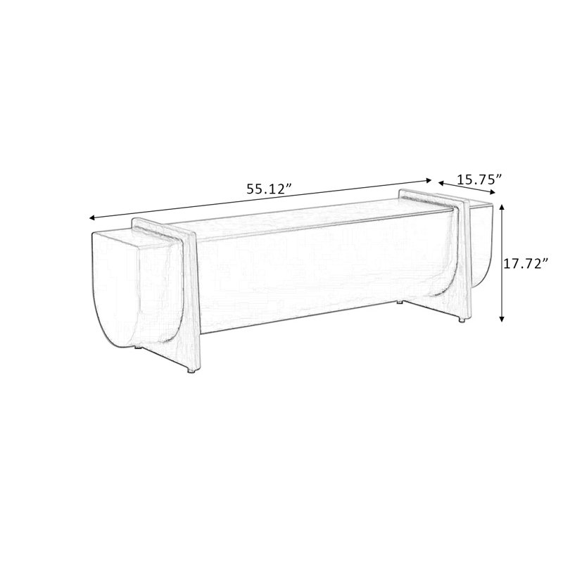 Banc rembourré en bois massif blanc, H 17,72 po x L 55,12 po x P 15,75 po, Blanc