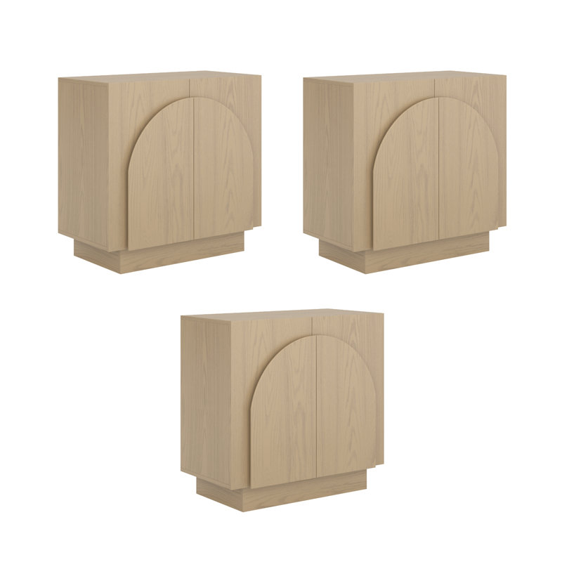 Eastampton Solid Wood TV Stand 2 - Door Accent Cabinet (3-Piece Set), Gray Oak