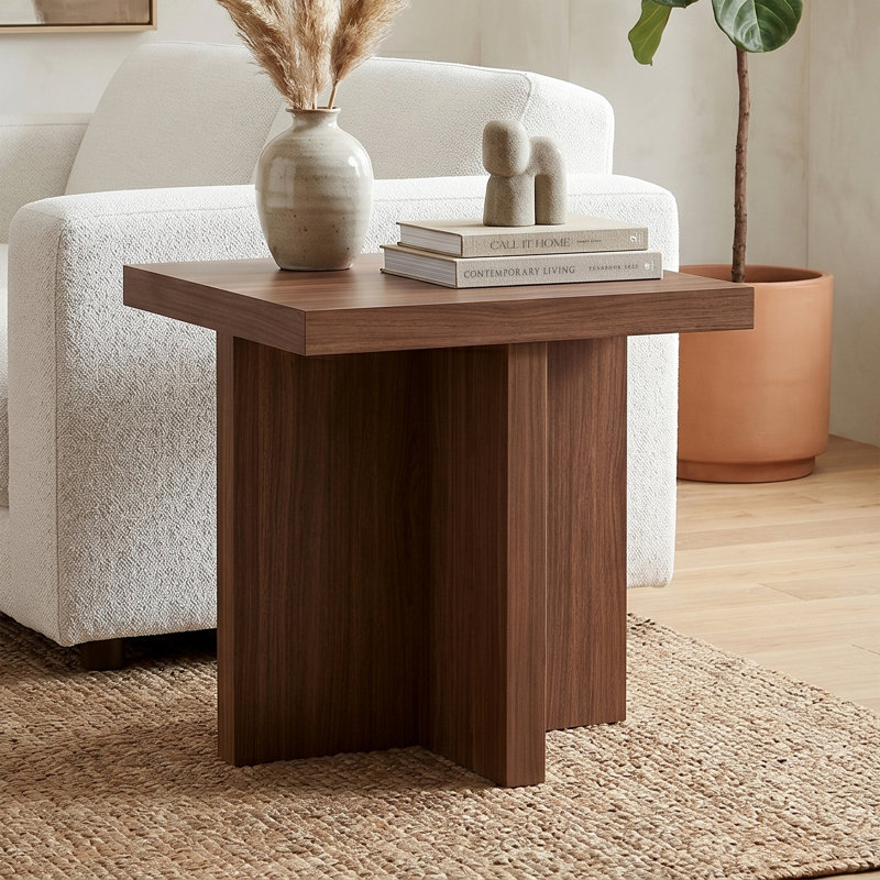 Elna Pedestal End Table, Alder Brown