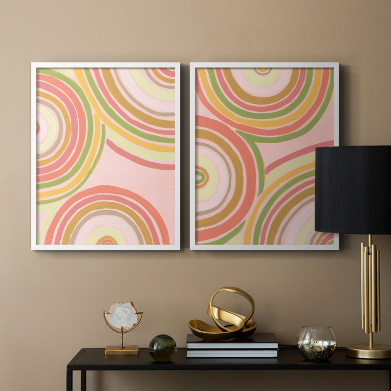 «Abstract Rainbow I», reproduction encadrée de qualité supérieure - prête à être accrochée - aucun clou requis - aucun clou requis
