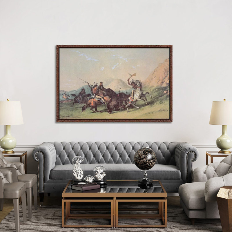 Native Americans Killing A Bear by George Catlin - Gallery-Wrapped Canvas Giclée on Canvas, Classic Wood Floater Framed