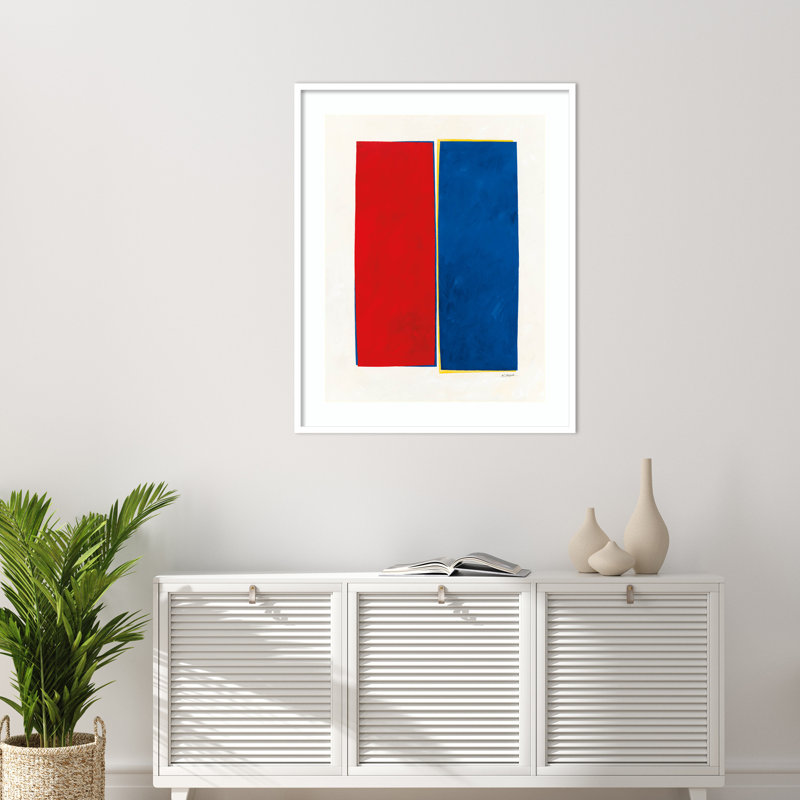 Reproduction d'art mural en bois monolithe II, Cadre blanc, H 41 po x l 33 po