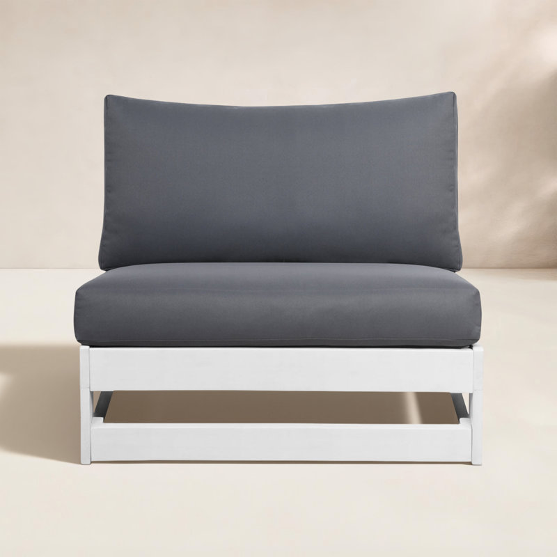 Fauteuil d'extérieur Fishbein Silbury, Coussin gris / Cadre blanc