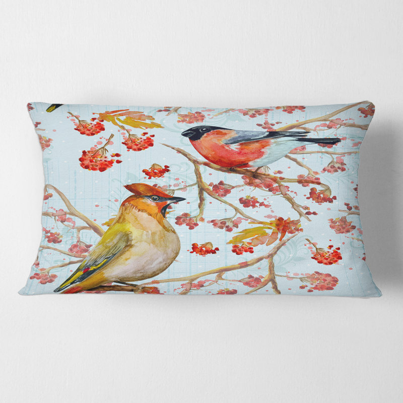 Two Birds on Branches Rectangular Pillow Cover & Insert