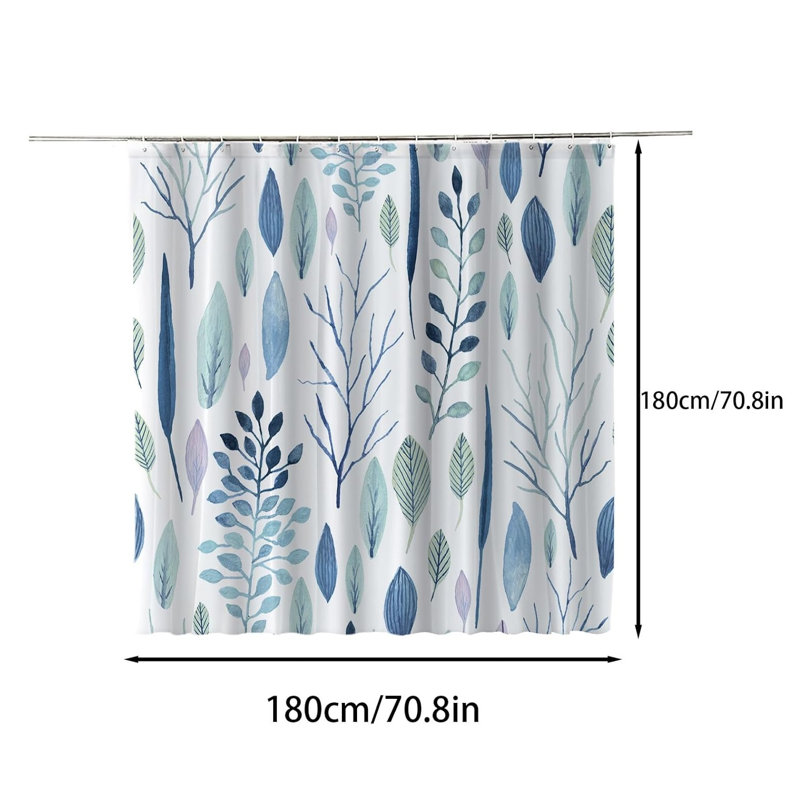 Shower Curtain Polyester Fabric Shower Mould and Mildew Resistant Curtain 180 x 180 cm, Blue 1