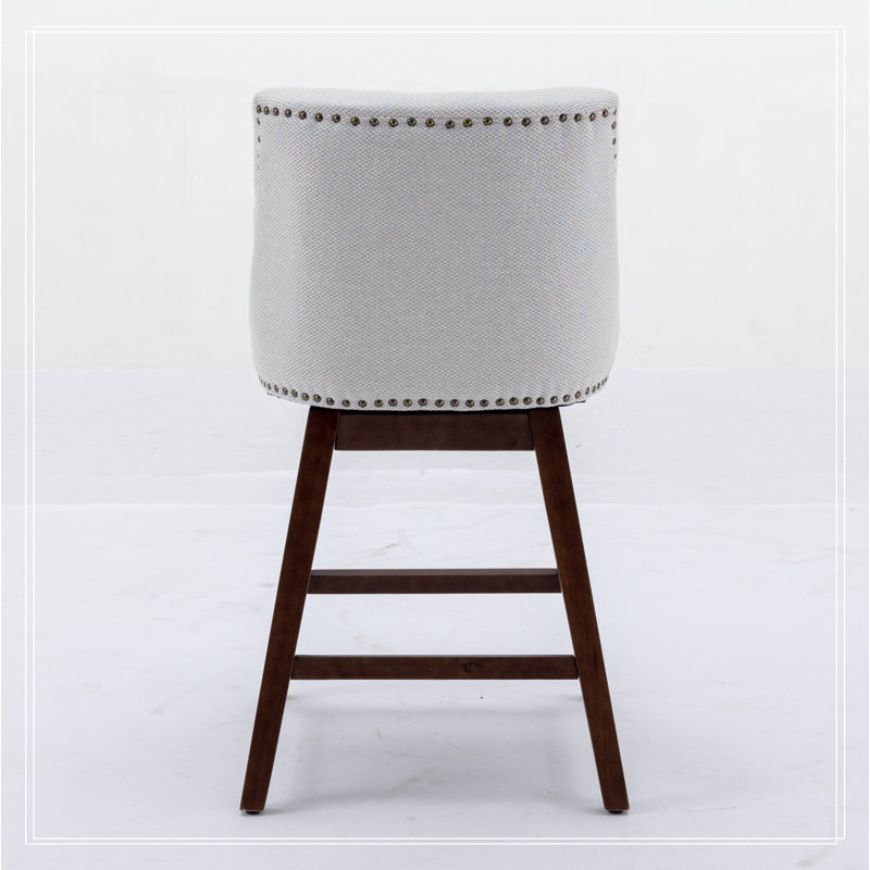 Ensemble de 2 tabourets pivotants à hauteur de comptoir, tabourets de bar rembourrés à hauteur de siège H 26 po, Beige
