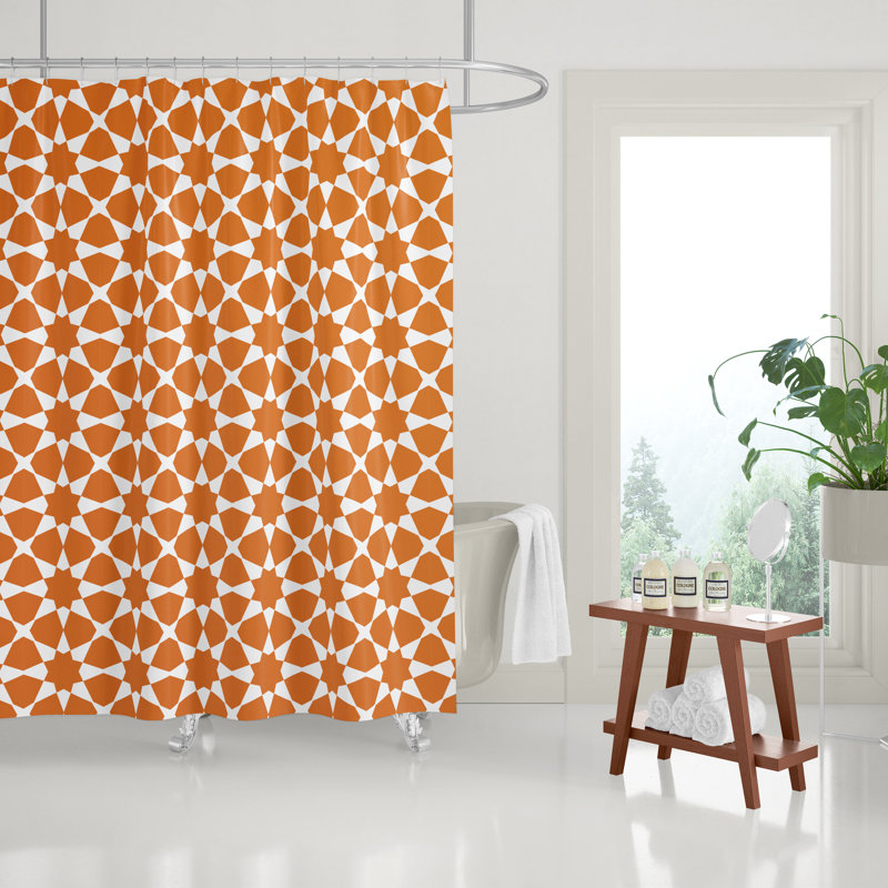 Wakefield Floral Geometric Shower Curtain, Orange