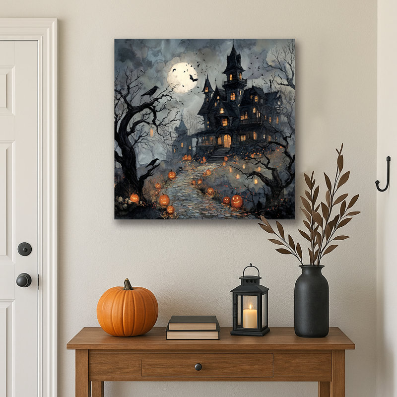 Jack O Lantern Lane - Art mural sur toile tendue, H 30 po x l 30 po