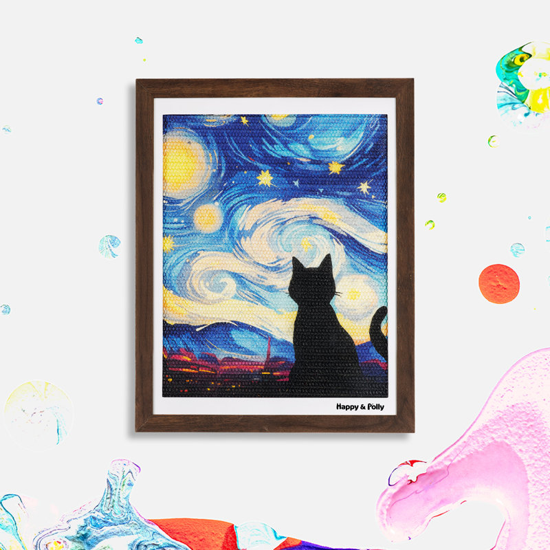 Décoration murale artistique pour chat Happy & Polly, sisal mural, nuit étoilée