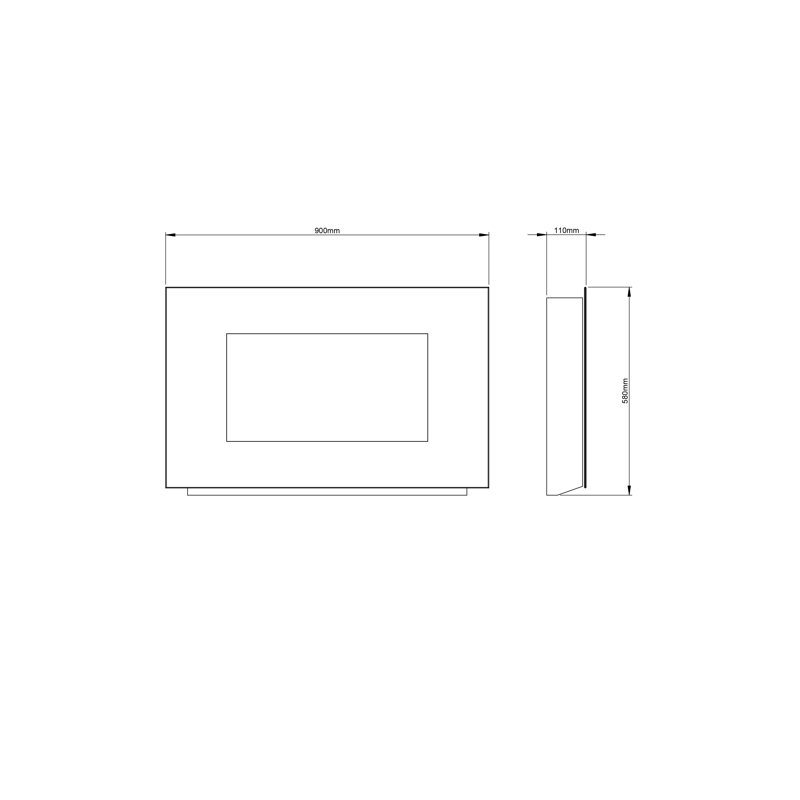 Azonto Wall Hung Electric Fire, Black