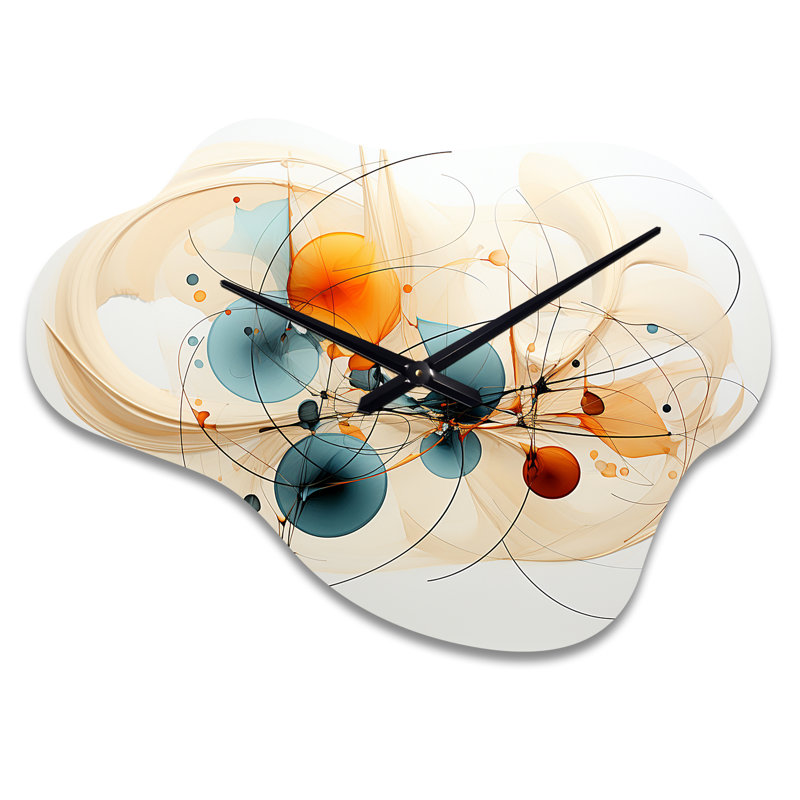 Teal Orange Line Art Conceptual Abstracts II - Line Art Cloud, Petit