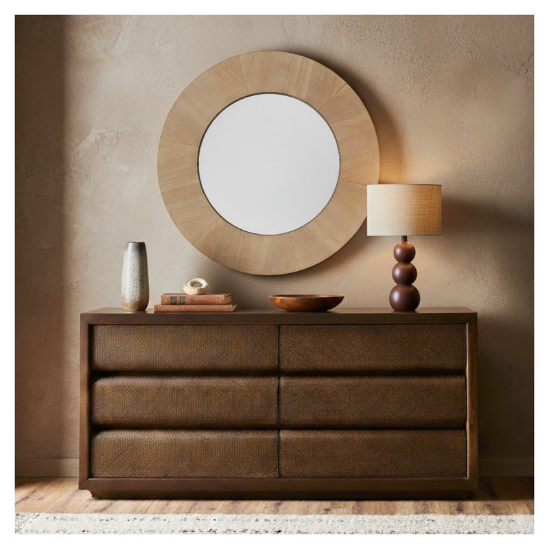 Netta Round Wood Mirror, Natural