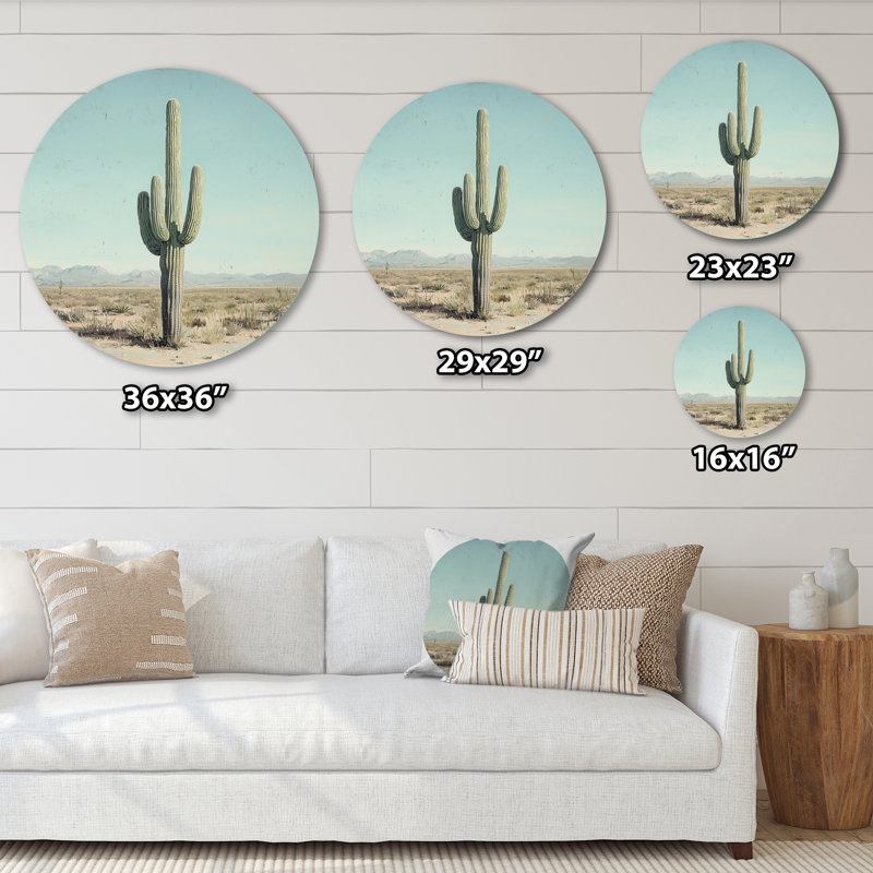Art mural rond en métal Saguaro, H 23 po x l 23 po