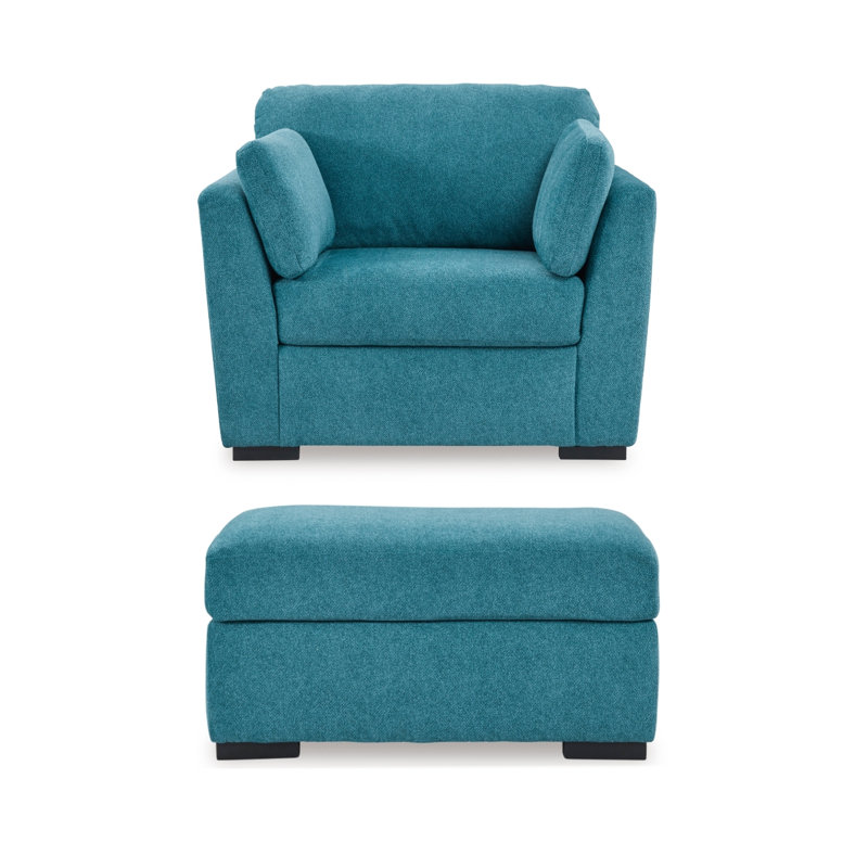 Dywan Upholstered Armchair with Ottoman, Teal