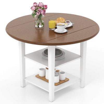 Table de salle à manger à rallonge 42,5 "avec tablettes de rangement