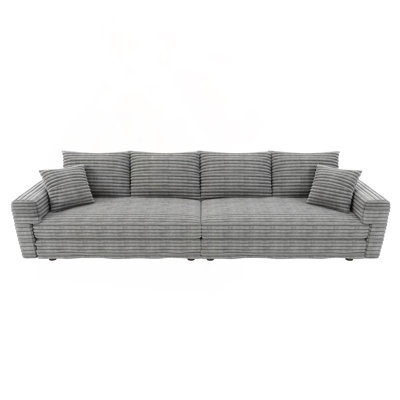102.4" Plush Corduroy 4-Seat Cloud Sofa with Pillows