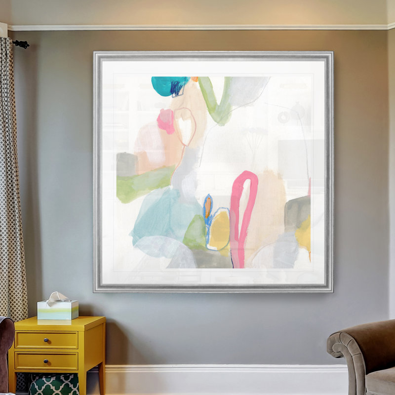 Peinture sur toile bonbon III, Cadre argenté, H 22,5 po x l 22,5 po x P 1,5 po