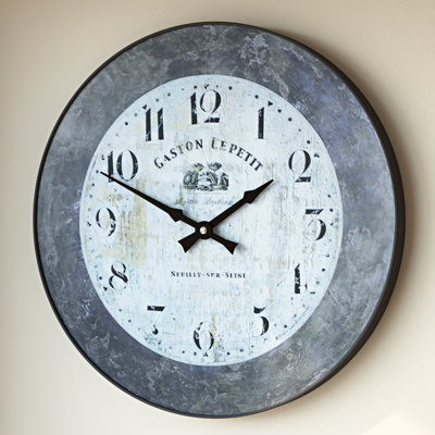 Henri Large Wall Clock with Slate Effect Border - 49.6cm