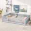 Structure de lit double pour enfant Kid Sleep and Play, bois d'hévéa massif avec barrière de sécurité et porte, gris neutre