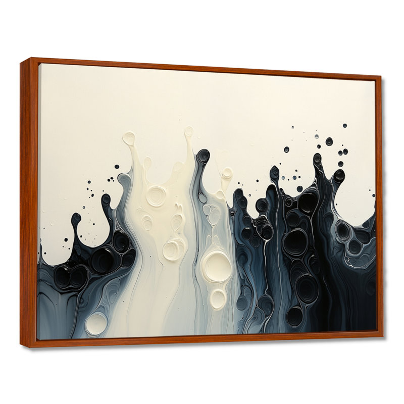 «Drip Paint Wave», rythmique, éclaboussures de sérénité, H 24 po x l 32 po, Floater Framed, Brun