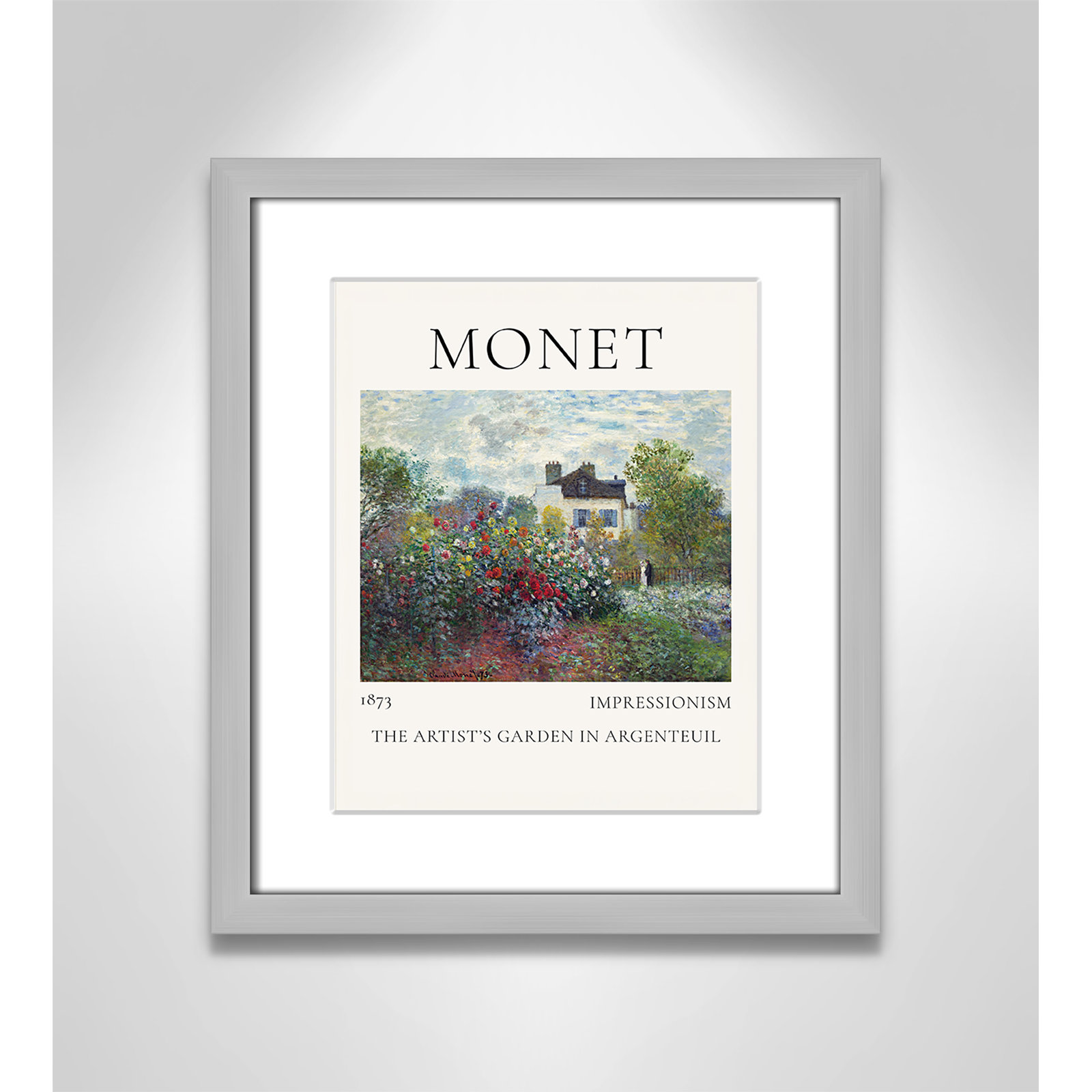 Rocchetto "Artists Garden in Argenteuil" Print, Silver Single Picture Frame, Yes, 15" H x 13" W x 1.25" D