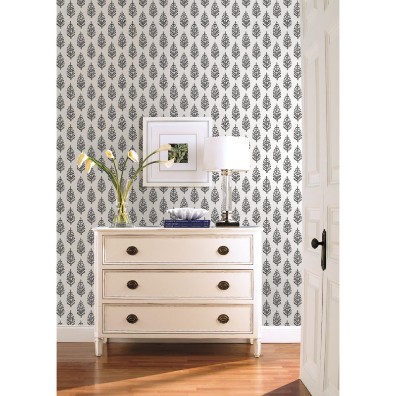 Rouleau de papier peint l 2,75 pi x p 20,5 po calico, Noir / blanc