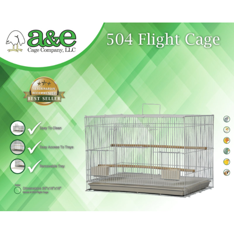 18'' Iron Flat Top Flight Cage with Perch, White